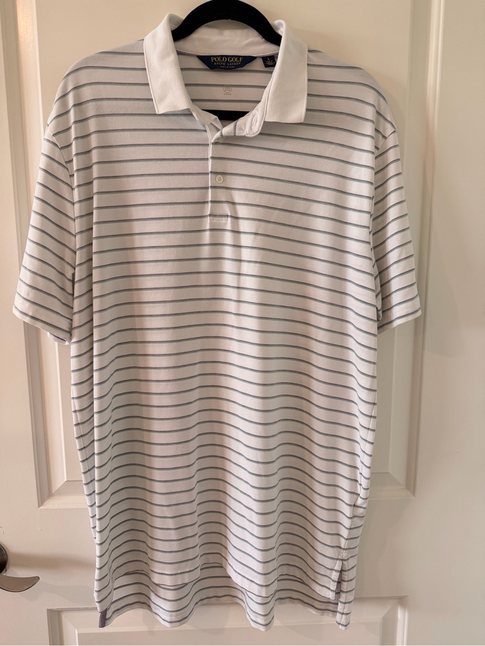 Polo Golf Ralph Lauren Men’s Large Striped Performance Golf Polo White